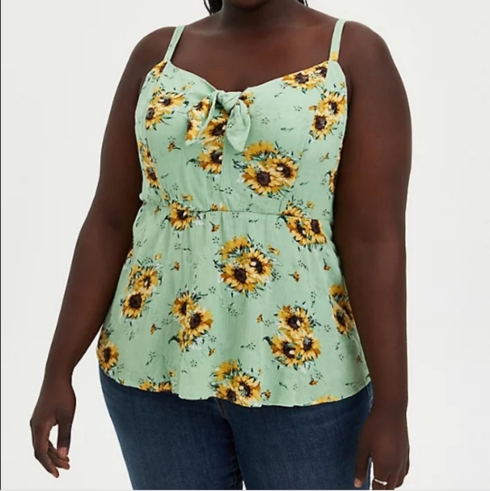 Torrid 5 Floral PEPLUM EYELET CAMI plus size 5x